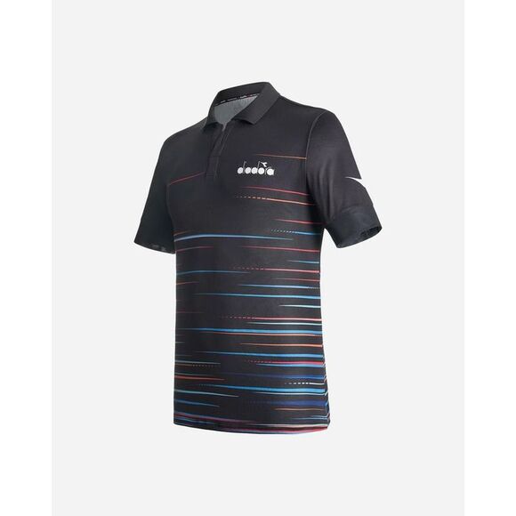Diadora Black Polyester Polo Men's Shirt